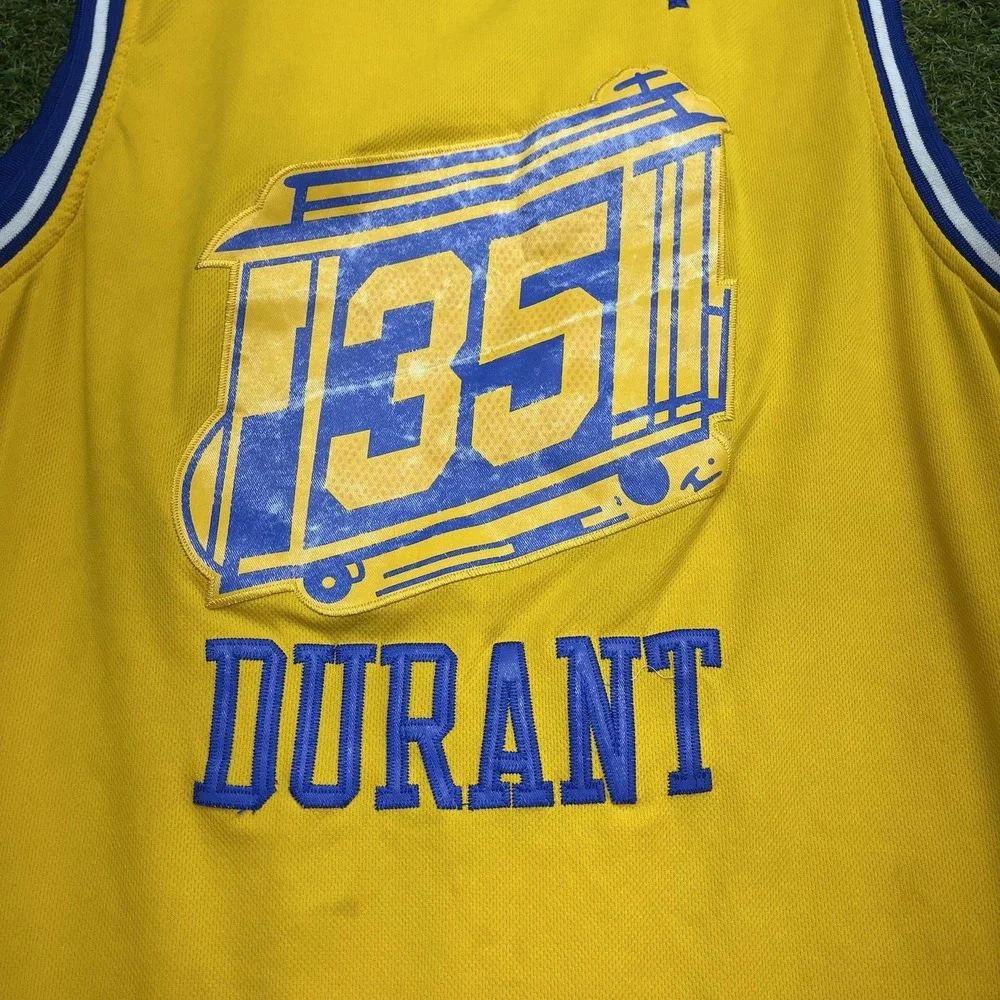 Golden State Warriors Adidas Jersey Mens Medium Kevin Durant #35 Yellow The City
